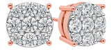 Diamond Stud Earrings CVD Lab Grown Diamonds solid 14K post & Silver basket, 7 or 9 Stone Cluster