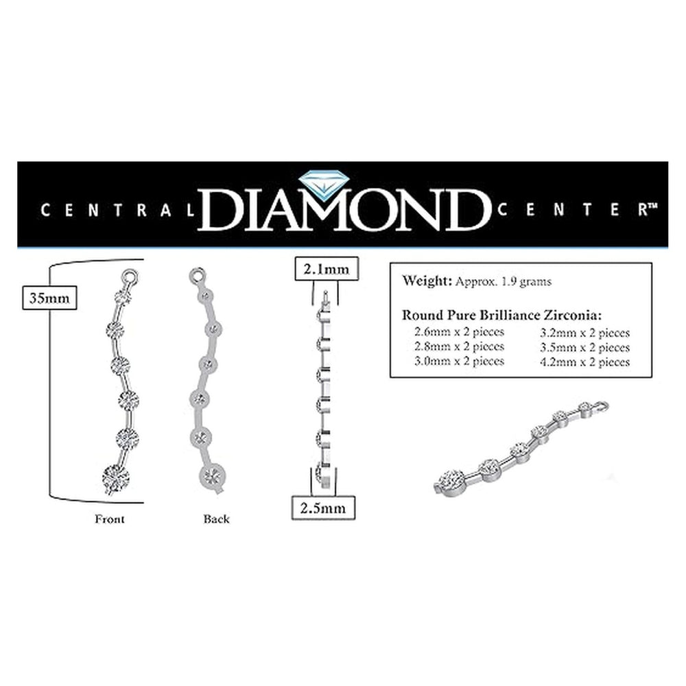 Earring Jacket for Stud Earrings in Solid 925 Sterling Silver made with Pure Brilliance Zirconia CZ