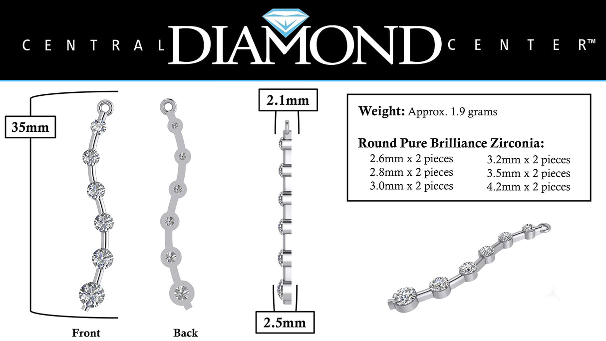 Earring Jacket for Stud Earrings in Solid 925 Sterling Silver made with Pure Brilliance Zirconia CZ