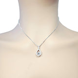Twisted Pear Dancing Gemstone Necklace in 925 Sterling Silver w/ Pure Brilliance Zirconia CZ