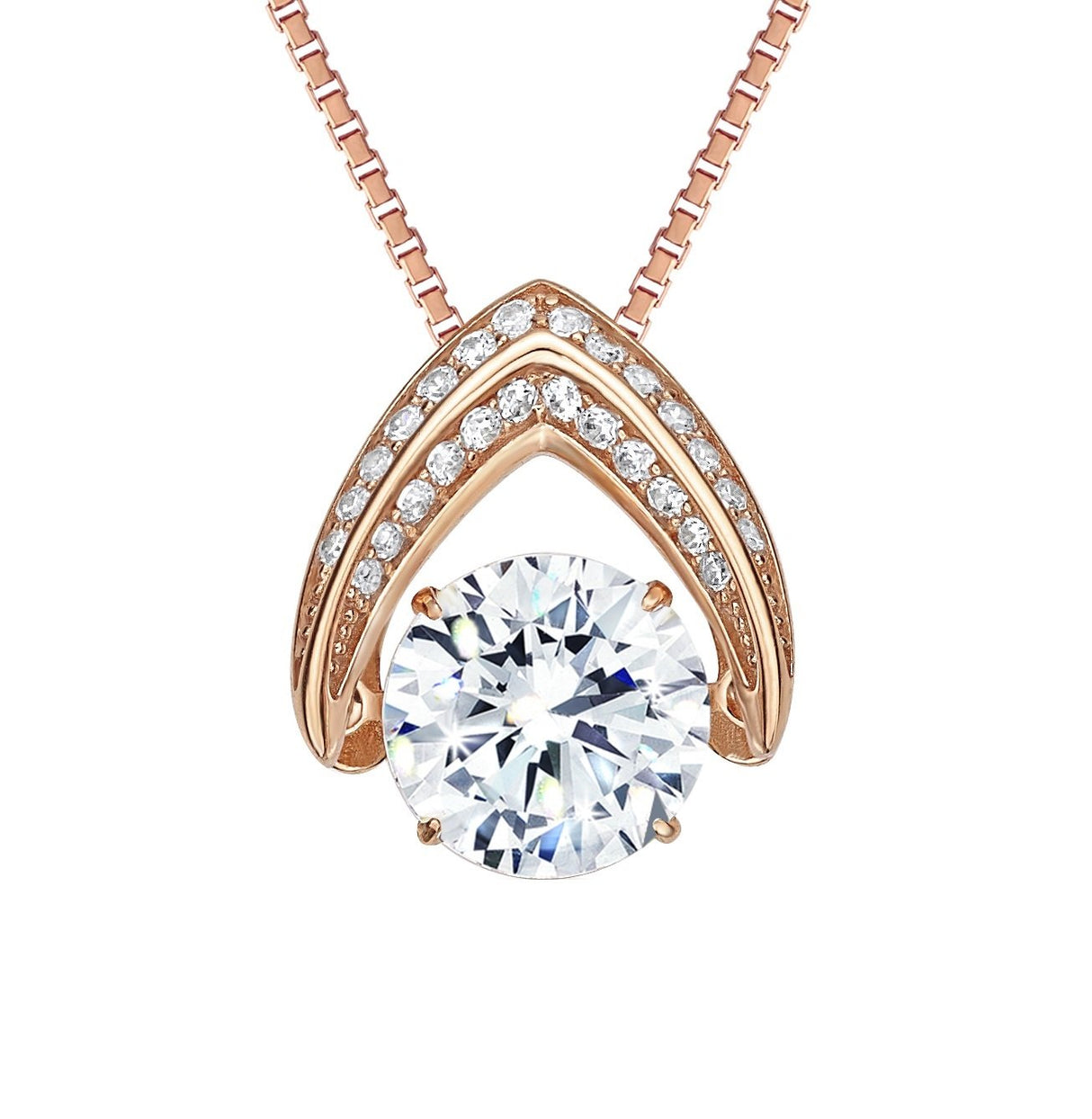 Central Diamond Center Ultimate Omega Dancing Gemstone Necklace in 925 Sterling Silver w/Pure Brilliance Zirconia
