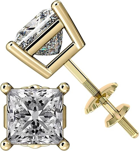 0.20ct-0.30ct CVD-Lab-Grown Diamond Stud Earrings (E-F, VS-SI), Solid 14K Gold & Silver, Threaded or Friction Post