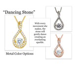 Twisted Pear Dancing Gemstone Necklace in 925 Sterling Silver w/ Pure Brilliance Zirconia CZ