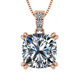 NANA Jewels Cushion Cut CZ Simulated Diamond Solitaire Necklace Sterling Silver 7-8mm Cubic Zirconia, 2.00ct & 3.00ct