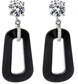 Central Diamond Center Black Ceramic & Pure Brilliance Zirconia CZ Earrings and Necklace