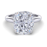 Simulated diamond solitaire engagement ring close-up.