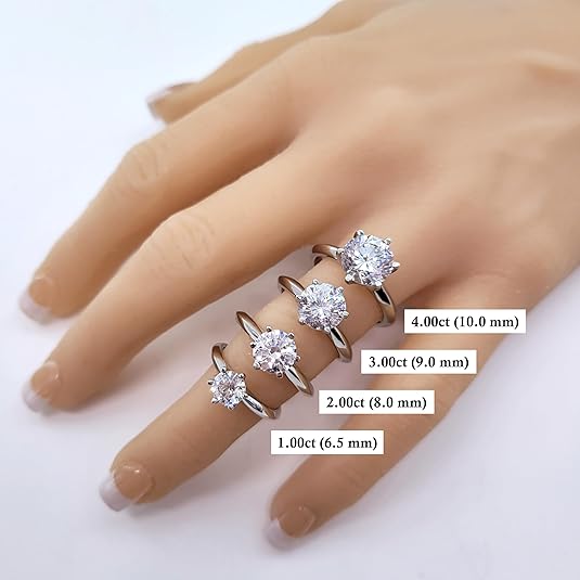 NANA Jewels Matrix Simulated Diamond Engagement Ring Solitaire 1 to 4 carat in Silver 10k & 14k Gold