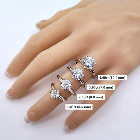 NANA Jewels Matrix Simulated Diamond Engagement Ring Solitaire 1 to 4 carat in Silver 10k & 14k Gold