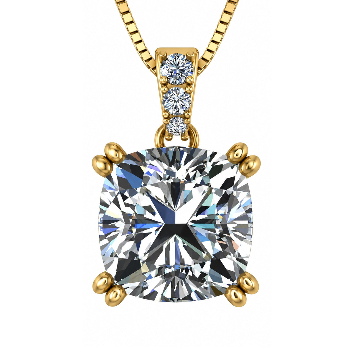 NANA Jewels Cushion Cut CZ Simulated Diamond Solitaire Necklace Sterling Silver 7-8mm Cubic Zirconia, 2.00ct & 3.00ct