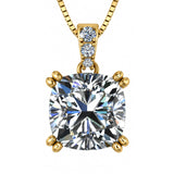 NANA Jewels Cushion Cut CZ Simulated Diamond Solitaire Necklace Sterling Silver 7-8mm Cubic Zirconia, 2.00ct & 3.00ct