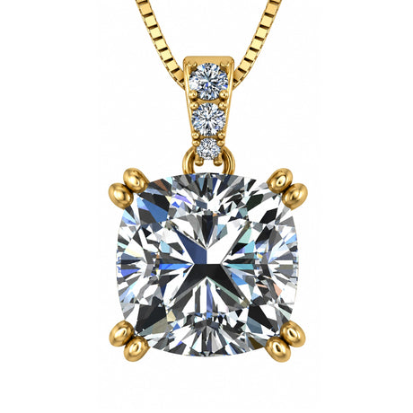 NANA Jewels Cushion Cut CZ Simulated Diamond Solitaire Necklace Sterling Silver 7-8mm Cubic Zirconia, 2.00ct & 3.00ct
