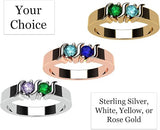 Central Diamond Center S-Bar Couples 2 Stone Ring w/ Simulated Birthstones, Sterling Silver, 10K, or 14K Gold