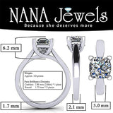 NANA Jewels 1to4ct Simulated Diamond Engagement ring Cushion Solitaire Lucita Cz & Silver