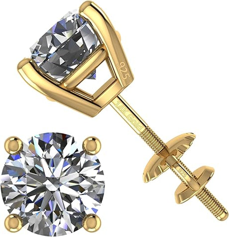 0.20ct-0.30ct CVD-Lab-Grown Diamond Stud Earrings (E-F, VS-SI), Solid 14K Gold & Silver, Threaded or Friction Post
