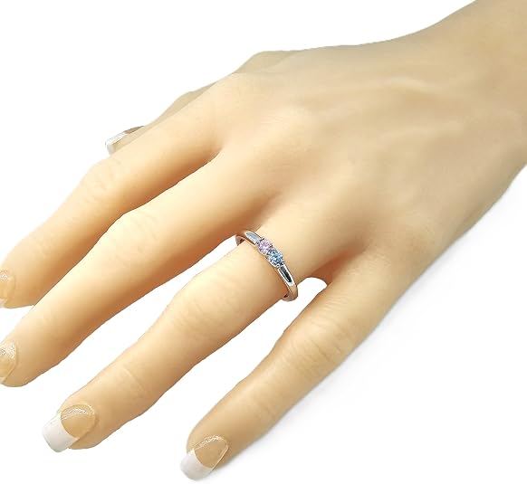 Central Diamond Center Lucita Couples Ring w/ 2 Simulated Birthstones in Sterling Silver, 10K or 14K Gold