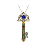 Key to Infinity Love Mother & Child Necklace w/ 1-7 Birthstones in Silver, 10K, or 14K Gold