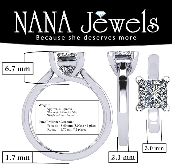 NANA Jewels Lucita Princess, Cushion Cut Solitaire Wedding Engagement Ring Series in 14K Gold w/Pure Brilliance Zirconia Simulated Diamond(B)