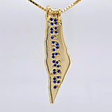 Central Diamond Center Israel Map Necklace/Pendant-Sterling Silver Am Israel Chai on Back Side-3D Map of Israel Large & Small