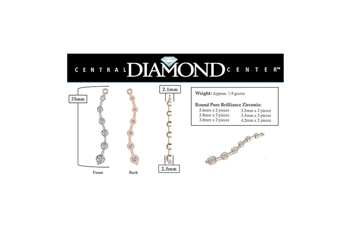 Earring Jacket for Stud Earrings in Solid 925 Sterling Silver made with Pure Brilliance Zirconia CZ
