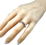 Central Diamond Center Straight Bar Couples 2 Stone Ring w/ Simulated Birthstones in Sterling Silver, 10K or 14K Gold