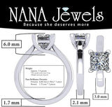 NANA Jewels 1.00-4.00ct Lucita Cushion & Princess Cut Solitaire Wedding Engagement Ring Series, 10K Gold w/Cubic Zirconia Simulated Diamond(B)