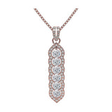 Central Diamond Center Elegant Vertical Tower Pendant Necklace with Sparkling Round Stones – Statement Jewelry for Women – Gift for Anniversary, Birthday, Valentine’s – Fashion Jewelry for Women