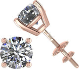 Central Diamond Center Round Cut CVD Lab-grown Diamond Stud Earrings 14K solid Gold from 0.20ct to 2.00ct E-F VS-SI