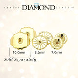 Central Diamond Center Oversized Earring Backs –4 Pairs 7mm & 8.2mm Universal Replacement Hypoallergenic