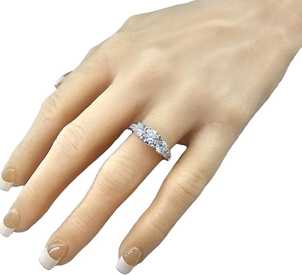 Central Diamond Center 3 Stone Past Present Future Ring your choice Gold-Silver Cz-2.50ctw & 3.50ctw