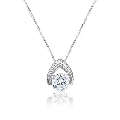 Central Diamond Center Ultimate Omega Dancing Gemstone Necklace in 925 Sterling Silver w/Pure Brilliance Zirconia