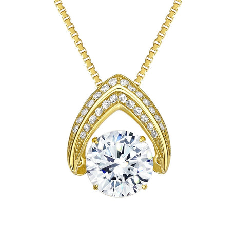 Central Diamond Center Ultimate Omega Dancing Gemstone Necklace in 925 Sterling Silver w/Pure Brilliance Zirconia