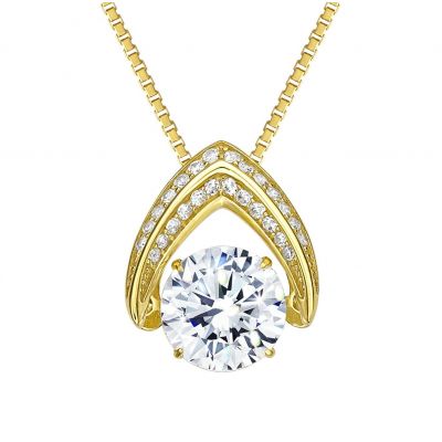 Central Diamond Center Ultimate Omega Dancing Gemstone Necklace in 925 Sterling Silver w/Pure Brilliance Zirconia