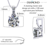 4 Prong Round Solitaire Simulated Diamond Necklace in Solid Sterling Silver with Pure Brilliance Zirconia