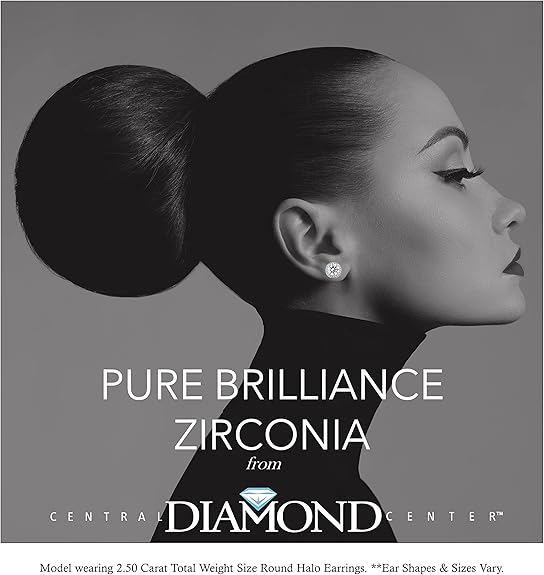 Round Halo Stud Earrings 0.85cttw-4.50cttw in Sterling Silver w/Pure Brilliance Zirconia, Hypoallergenic
