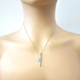 Central Diamond Center Israel Map Necklace/Pendant-Sterling Silver Am Israel Chai on Back Side-3D Map of Israel Large & Small