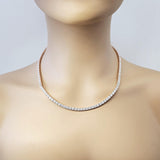 Central Diamond Center Sterling Silver & Graduated CZ 3 or 4 prongs Tennis Necklace, 18", White, Yellow or Rose Gold Plated