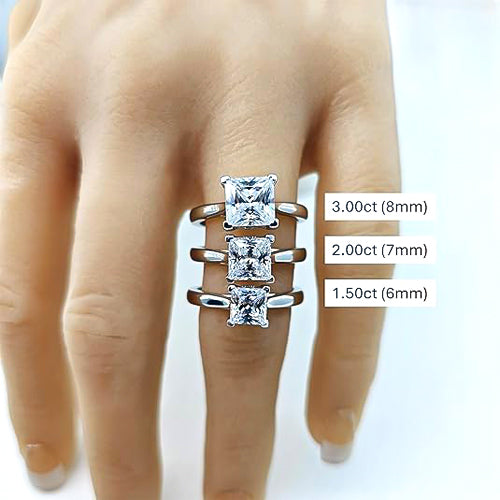 NANA Jewels 1 to4ct Simulated Diamond Engagement ring Princess Solitaire Lucita Cz & Silver