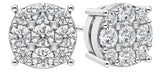 Diamond Stud Earrings CVD Lab Grown Diamonds solid 14K post & Silver basket, 7 or 9 Stone Cluster