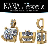 NANA Jewels Cushion Cut CZ Simulated Diamond Solitaire Necklace Sterling Silver 7-8mm Cubic Zirconia, 2.00ct & 3.00ct