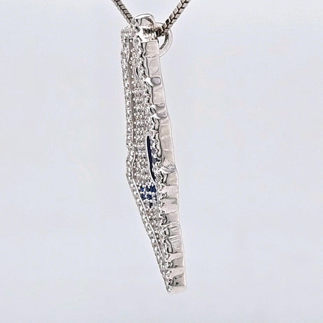 Central Diamond Center Israel Map Necklace/Pendant-Sterling Silver Am Israel Chai on Back Side-3D Map of Israel Large & Small