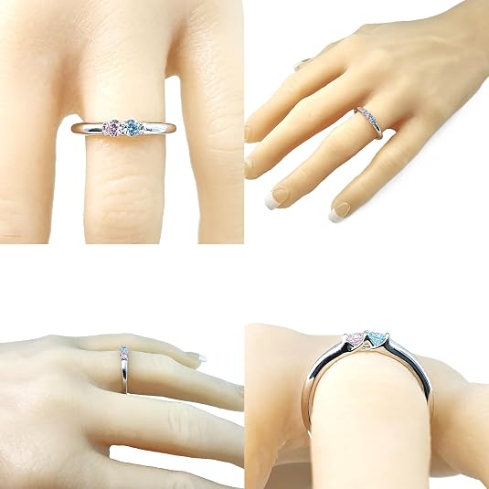 Central Diamond Center Lucita Couples Ring w/ 2 Simulated Birthstones in Sterling Silver, 10K or 14K Gold