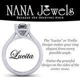 NANA Jewels 1.00-4.00ct Lucita Cushion & Princess Cut Solitaire Wedding Engagement Ring Series, 10K Gold w/Cubic Zirconia Simulated Diamond(B)