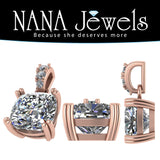NANA Jewels Cushion Cut CZ Simulated Diamond Solitaire Necklace Sterling Silver 7-8mm Cubic Zirconia, 2.00ct & 3.00ct