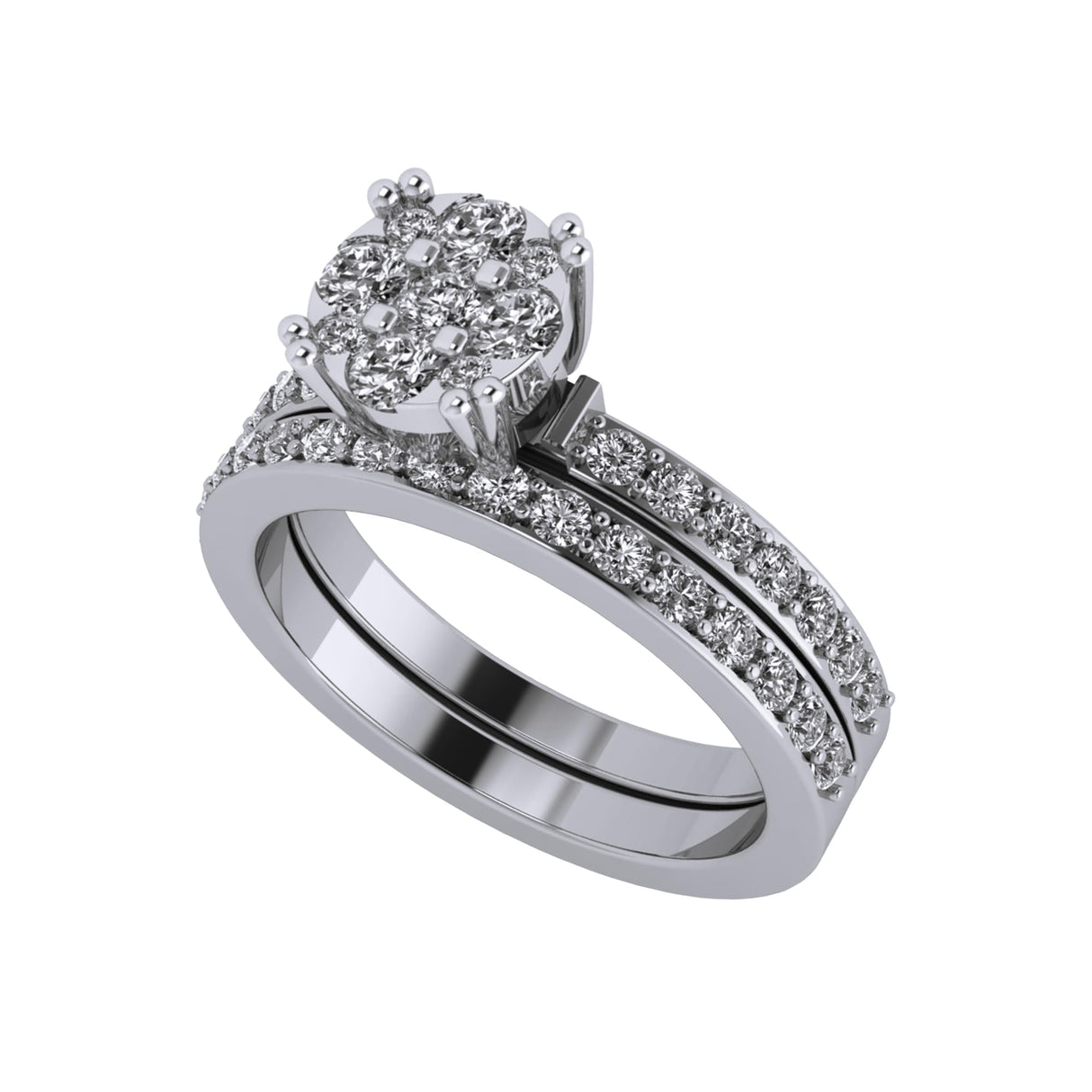 CVD Diamond Engagement Ring 10k Gold 9 stone Cluster. Looks like a solid 1-1.5-2carat diamond Solitaire