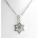 Sterling silver Magen David pendant with box chain.