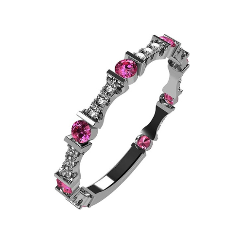 Central Diamond Center Sterling Silver Stackable Birthstone Ring Band w/ Round Cut Simulated Birthstones, Gold Plated