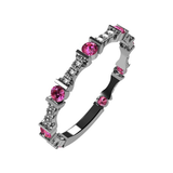 Central Diamond Center Sterling Silver Stackable Birthstone Ring Band w/ Round Cut Simulated Birthstones, Gold Plated