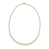 Central Diamond Center Sterling Silver & Graduated CZ 3 or 4 prongs Tennis Necklace, 18", White, Yellow or Rose Gold Plated