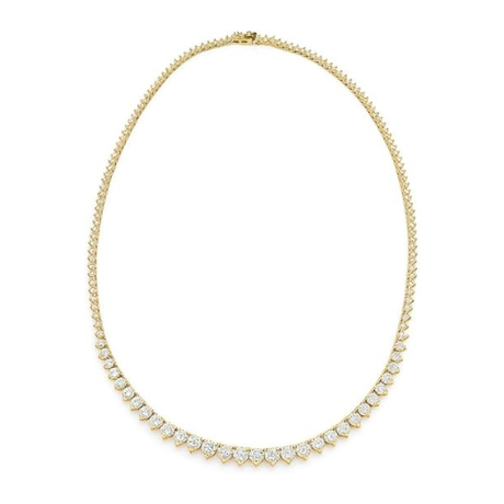 Central Diamond Center Sterling Silver & Graduated CZ 3 or 4 prongs Tennis Necklace, 18", White, Yellow or Rose Gold Plated