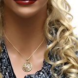 Central Diamond Center Shema Full Prayer Pendant Necklace, Solid .925 Sterling Silver & Gold Plated With A 22" Adjustable Box Chain